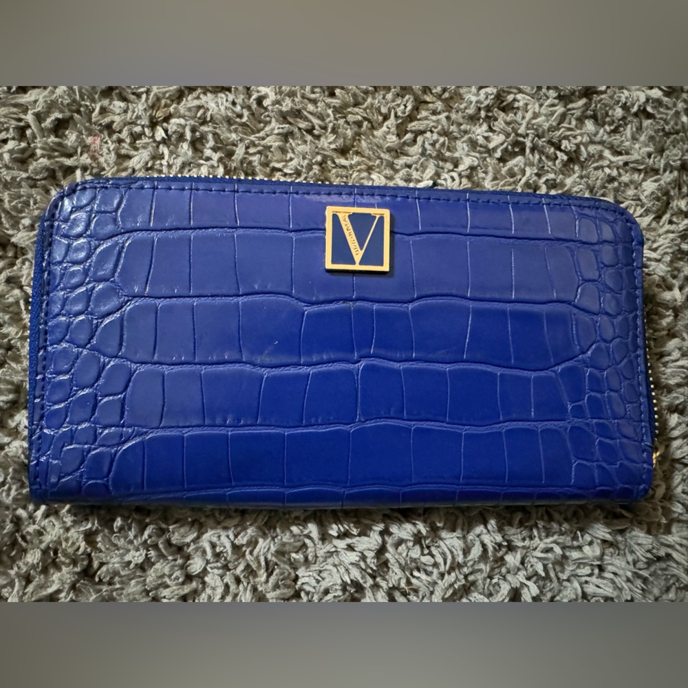 Vibrant Blue Croc-Embossed Wallet